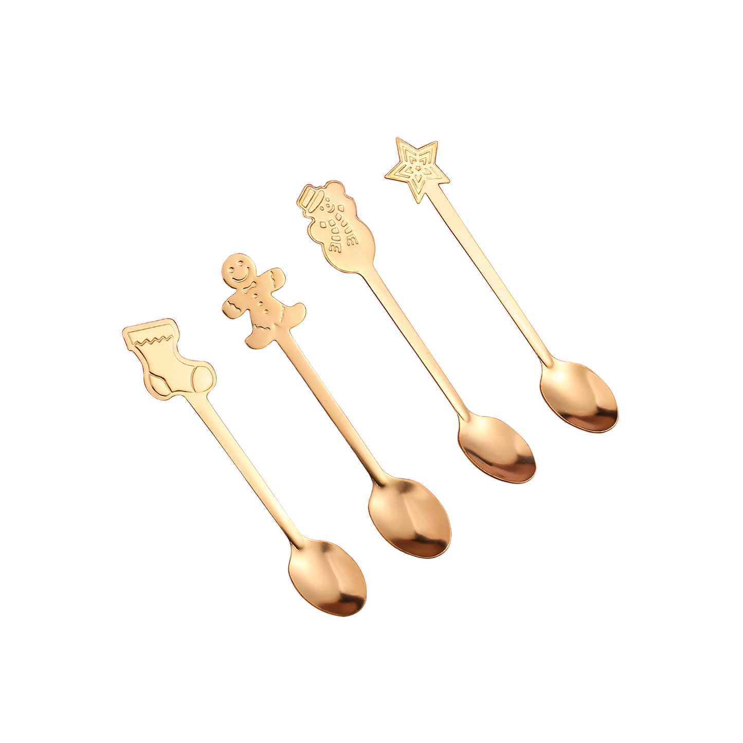 Set van 4 gouden kerstlepels van Aulica, perfect voor kerstdesserts en toetjes.