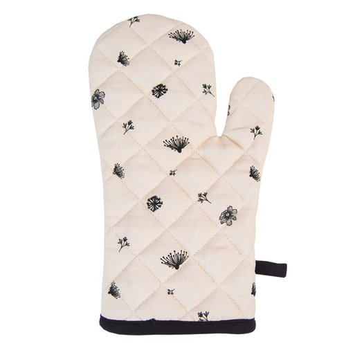 Beige ovenwant met flora en fauna print van Clayre & Eef, gemaakt van 100% katoen.