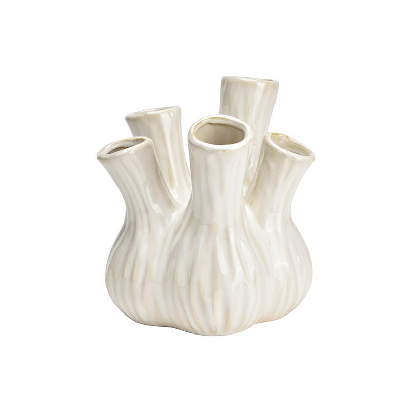 Witte keramische tulpenvaas met minimalistisch design