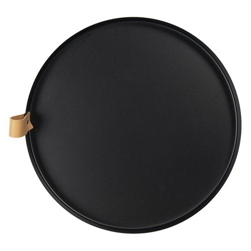 Rond zwart ijzeren dienblad van Clayre & Eef, 30x3 cm, industrieel design.