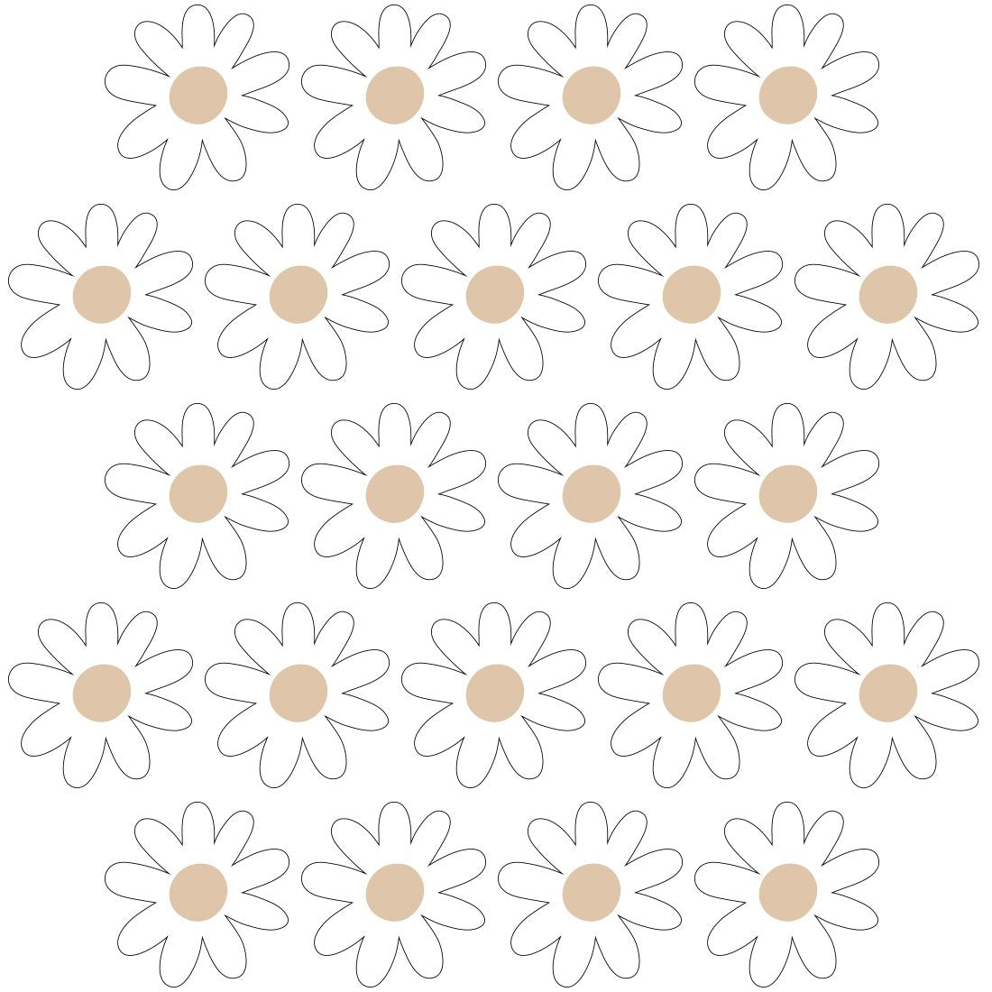 Muurstickers met witte en gele madeliefjes, ideaal voor de kinderkamer, babykamer of meisjeskamer.