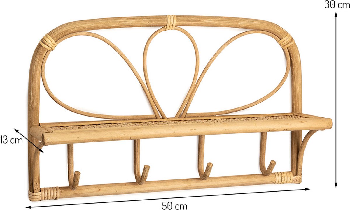 Kidsdepot Wandrek Fenne in rotan, ideaal voor decoratie en opbergen in de kinderkamer of babykamer.