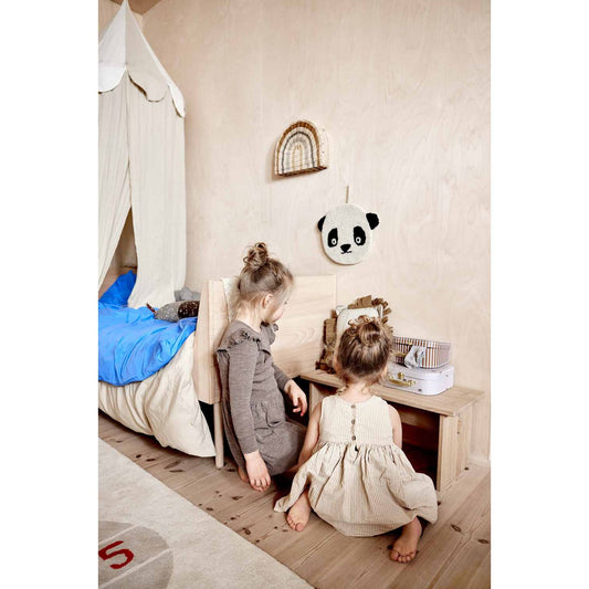 Set van 2 stijlvolle kinderkoffers van OYOY Living, beige met bordeauxrode strepen en grijze olifantjes, perfect voor opbergen en decoratie in de kinderkamer.