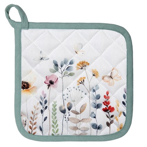 Witte pannenlap met groene vlinders van Clayre & Eef