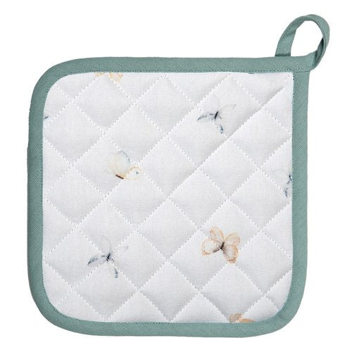 Witte pannenlap met groene vlinders van Clayre & Eef