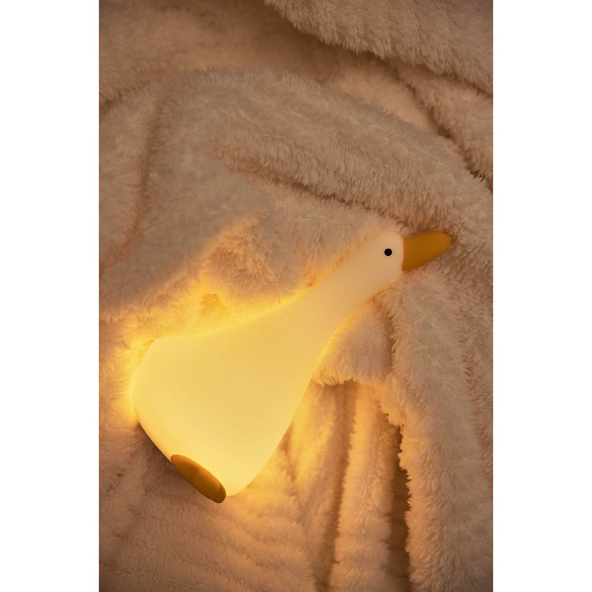Witte gans nachtlampje met warm geel LED-licht – schattige goose decoratie voor babykamer of kinderkamer