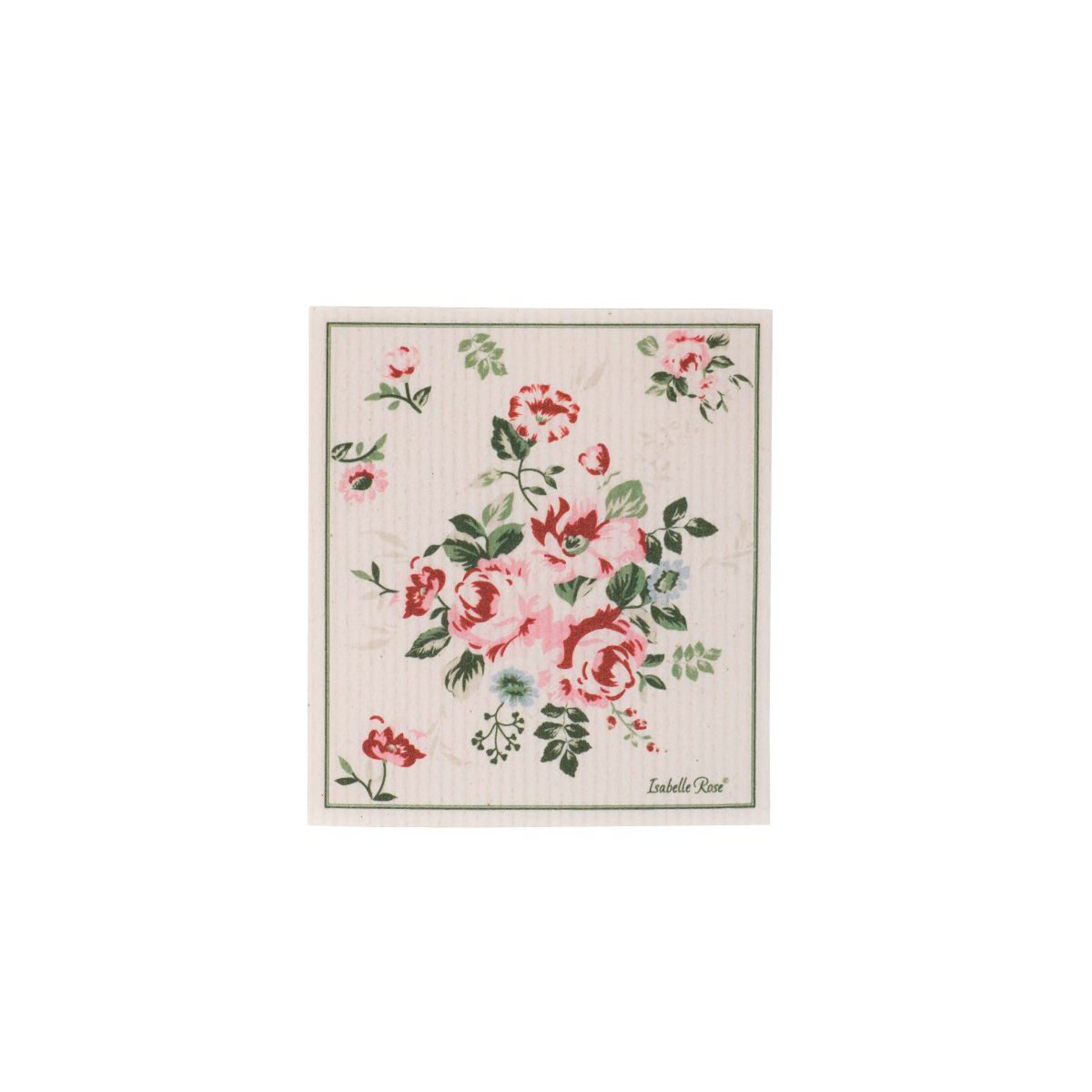 Duurzame Zweedse vaatdoek Lisa Boeket met bloemenprint van biologisch afbreekbaar katoen en cellulose (17x20cm)