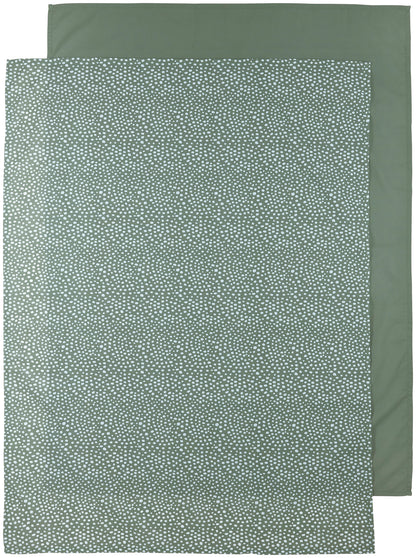 Meyco Baby Wieglaken 2-pack Cheetah/Uni Forest Green, 75x100 cm