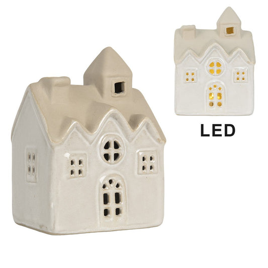 Decoratief LED Huisje Kerk - 9x6x12 - Beige