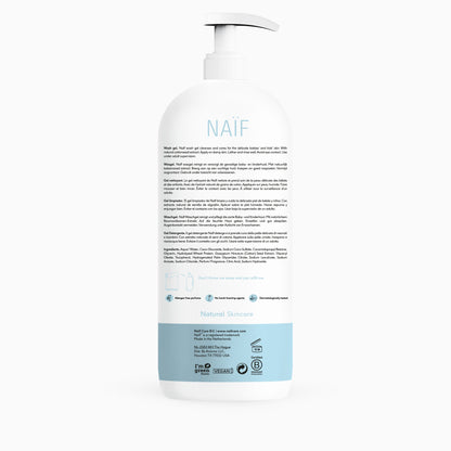 Naïf Reinigende Wasgel voor Baby & Kids 500ml, natuurlijke ingrediënten, katoenzaadolie, plantaardige glycerine, zachte wasgel voor baby's en kinderen