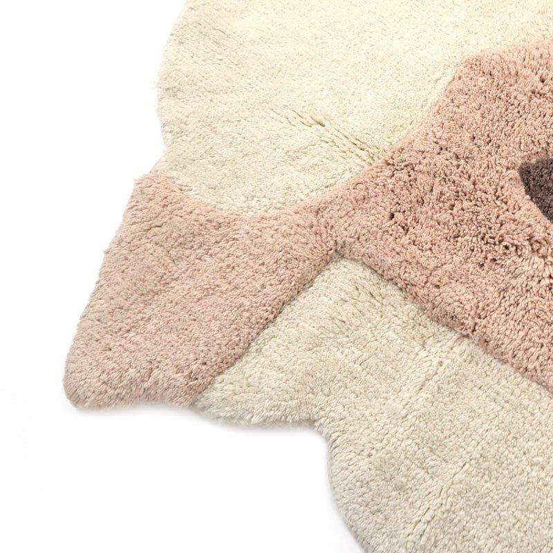 Schattig schaap vloerkleed, wit, roze en bruin, handgetuft katoenen vloerkleed voor de kinderkamer, wasbaar