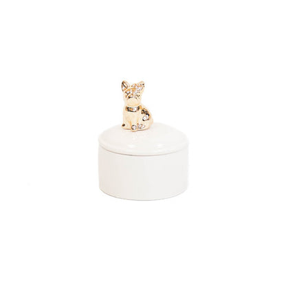 Witte Pot met Gouden Hond