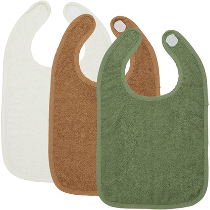 Set van 3 Meyco Baby Slabben in offwhite, toffee en forest green