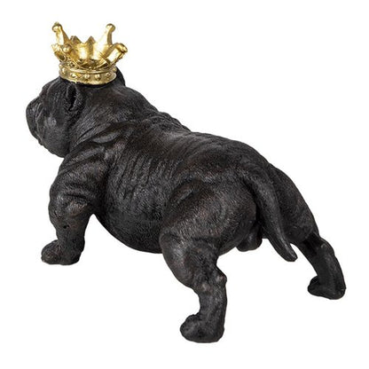 Beeld Hond Engelse bulldog met gouden kroon