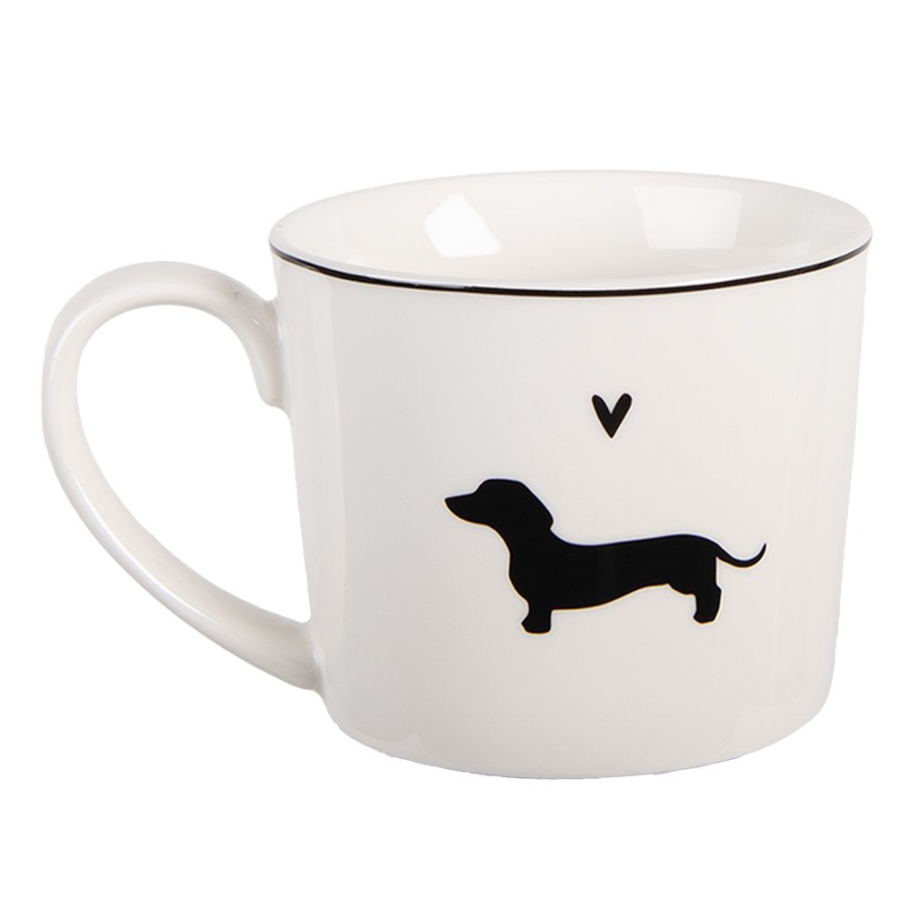 Koffiemok Teckel Love van Clayre & Eef, keramiek, 275 ml, met hartje en teckelmotief, ideaal voor hondenliefhebbers