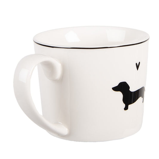Koffiemok Teckel Love van Clayre & Eef, keramiek, 275 ml, met hartje en teckelmotief, ideaal voor hondenliefhebbers