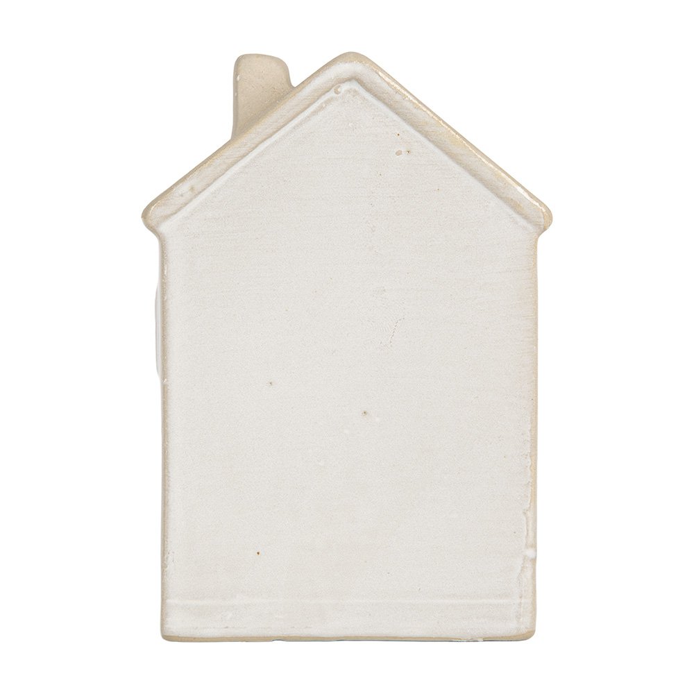 Beige LED decoratief huisje van Clayre & Eef met warm licht – sfeervolle kerstdecoratie voor vensterbank of tafel