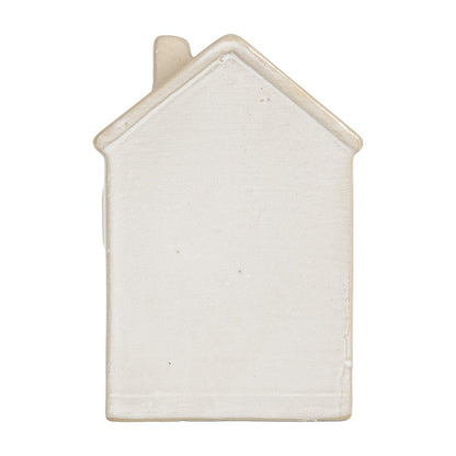 Beige LED decoratief huisje van Clayre & Eef met warm licht – sfeervolle kerstdecoratie voor vensterbank of tafel