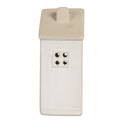 Beige LED decoratief huisje van Clayre & Eef met warm licht – sfeervolle kerstdecoratie voor vensterbank of tafel