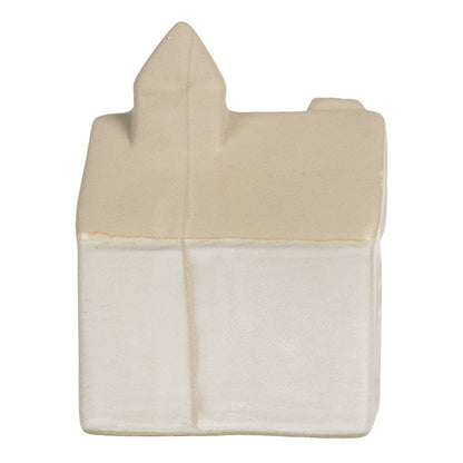 Beige decoratief LED huisje “Kerk” van Clayre & Eef met warm licht – sfeervolle kerstdecoratie voor vensterbank of interieur