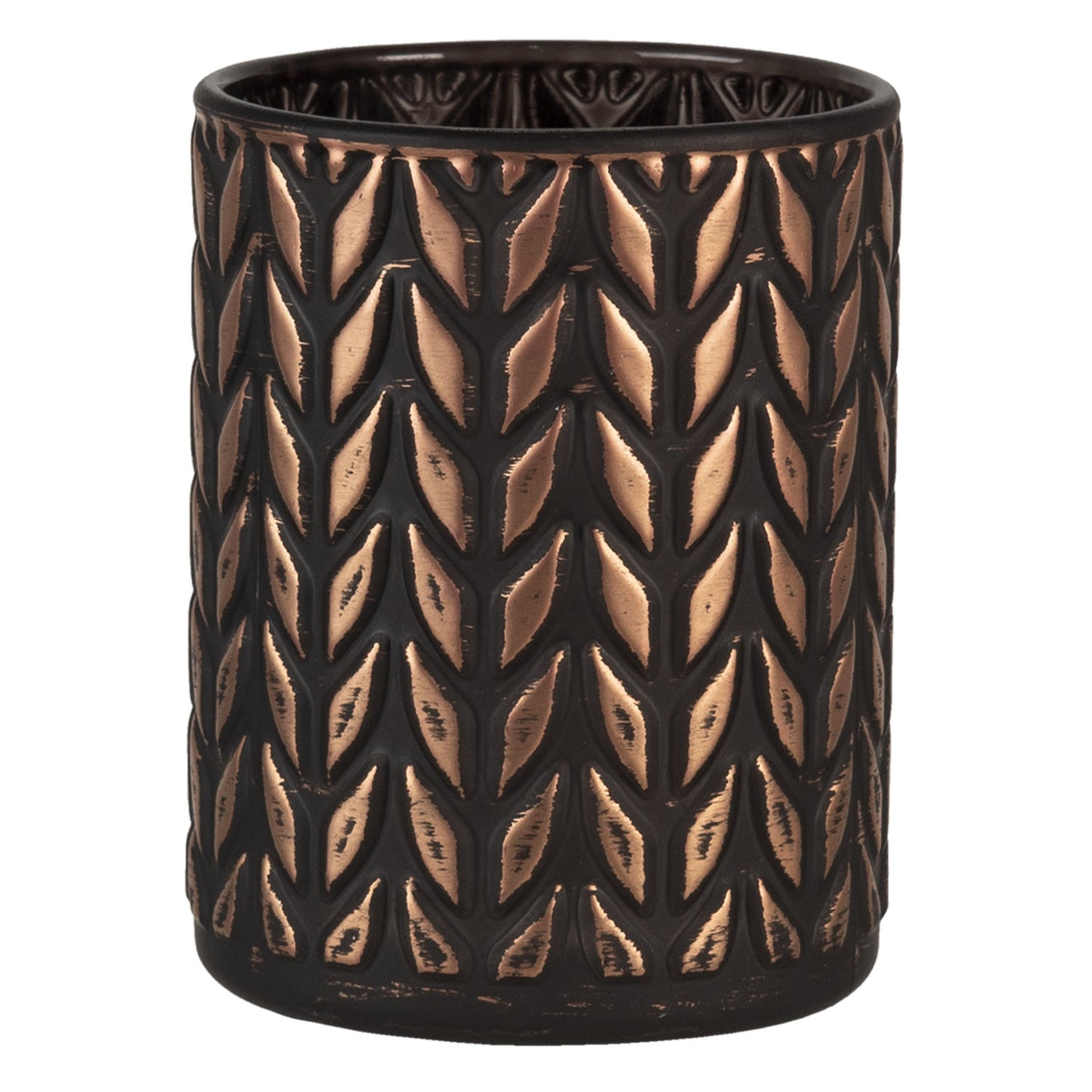 Grote theelichthouder zwart met koper van Clayre & Eef, sfeervol en ideaal voor waxinelicht of theelicht, creëert een romantische sfeer in elk interieur.