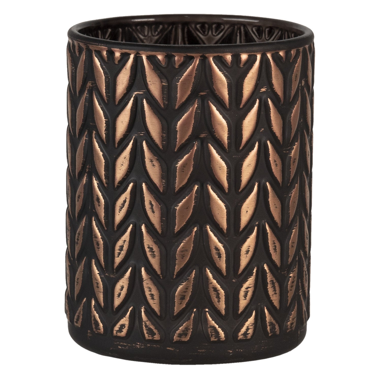 Grote theelichthouder zwart met koper van Clayre & Eef, sfeervol en ideaal voor waxinelicht of theelicht, creëert een romantische sfeer in elk interieur.