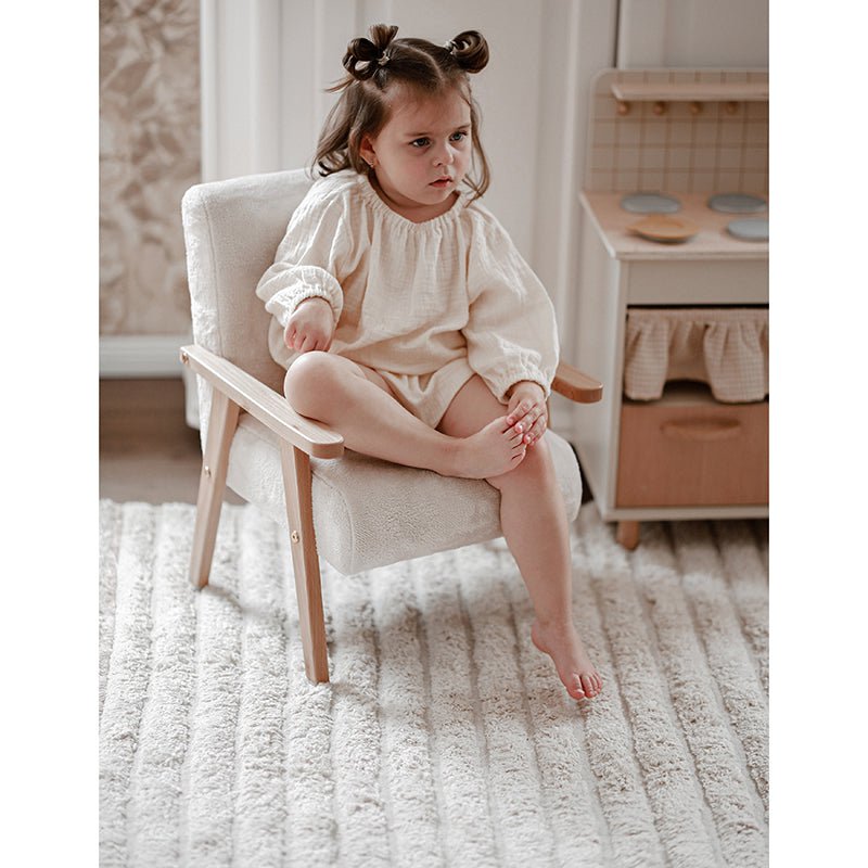 Dalia Nude vloerkleed – Bohemian rechthoekig vloerkleed van katoen in beige en nude roze, perfect voor kinderkamers, babykamers en peuterkamers.