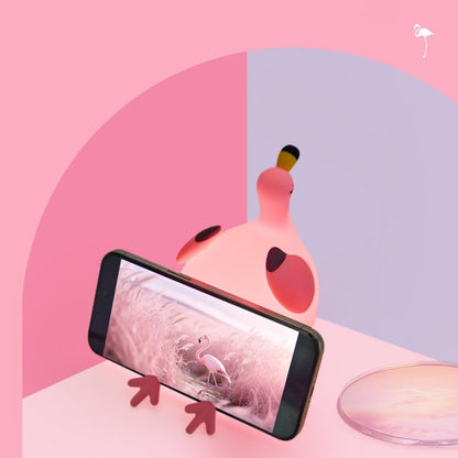 Roze flamingo nachtlampje met warm LED-licht – kindvriendelijke verlichting voor babykamer of kinderkamer met telefoonhouder