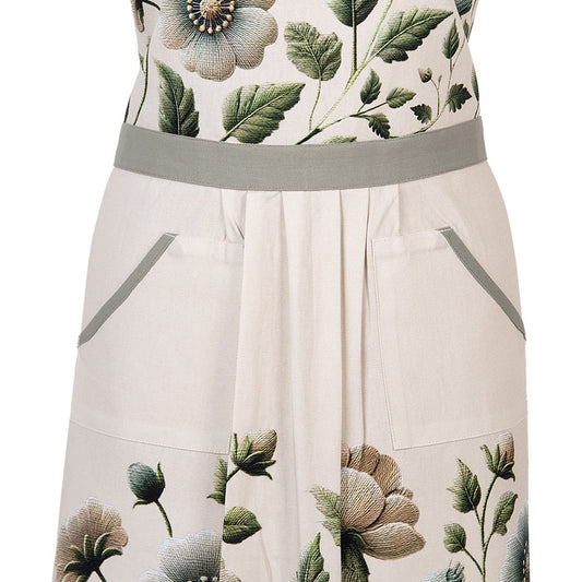 Keukenschort Gently Blooming van Clayre & Eef in wit met bloemen en bladeren