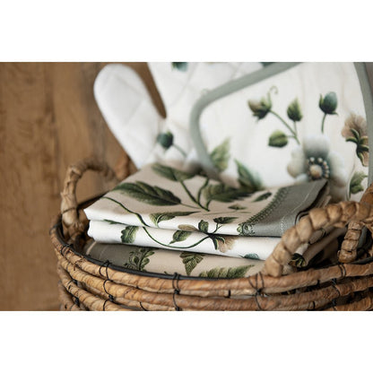 Keukenschort Gently Blooming van Clayre & Eef in wit met bloemen en bladeren