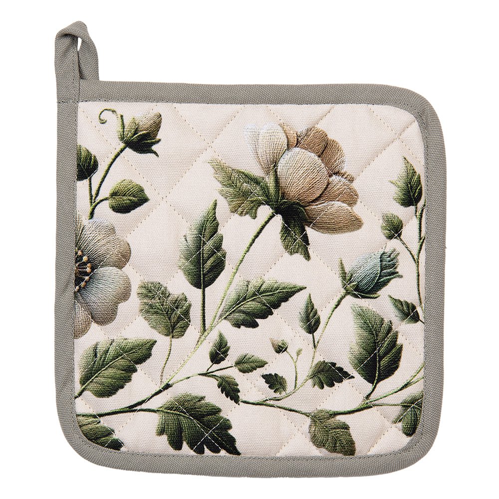 Pannenlap Gently Blooming van Clayre & Eef in wit met bloemen en bladeren