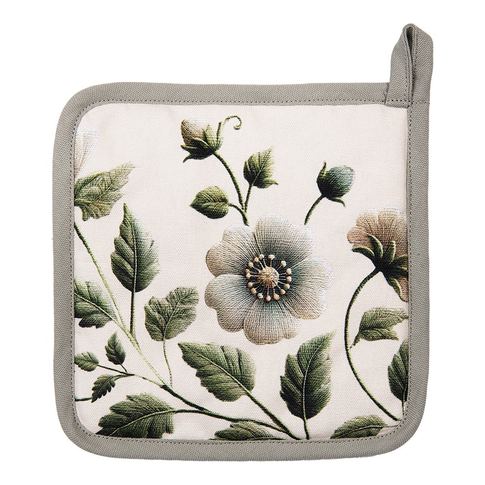 Pannenlap Gently Blooming van Clayre & Eef in wit met bloemen en bladeren