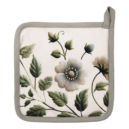 Pannenlap Gently Blooming van Clayre & Eef in wit met bloemen en bladeren