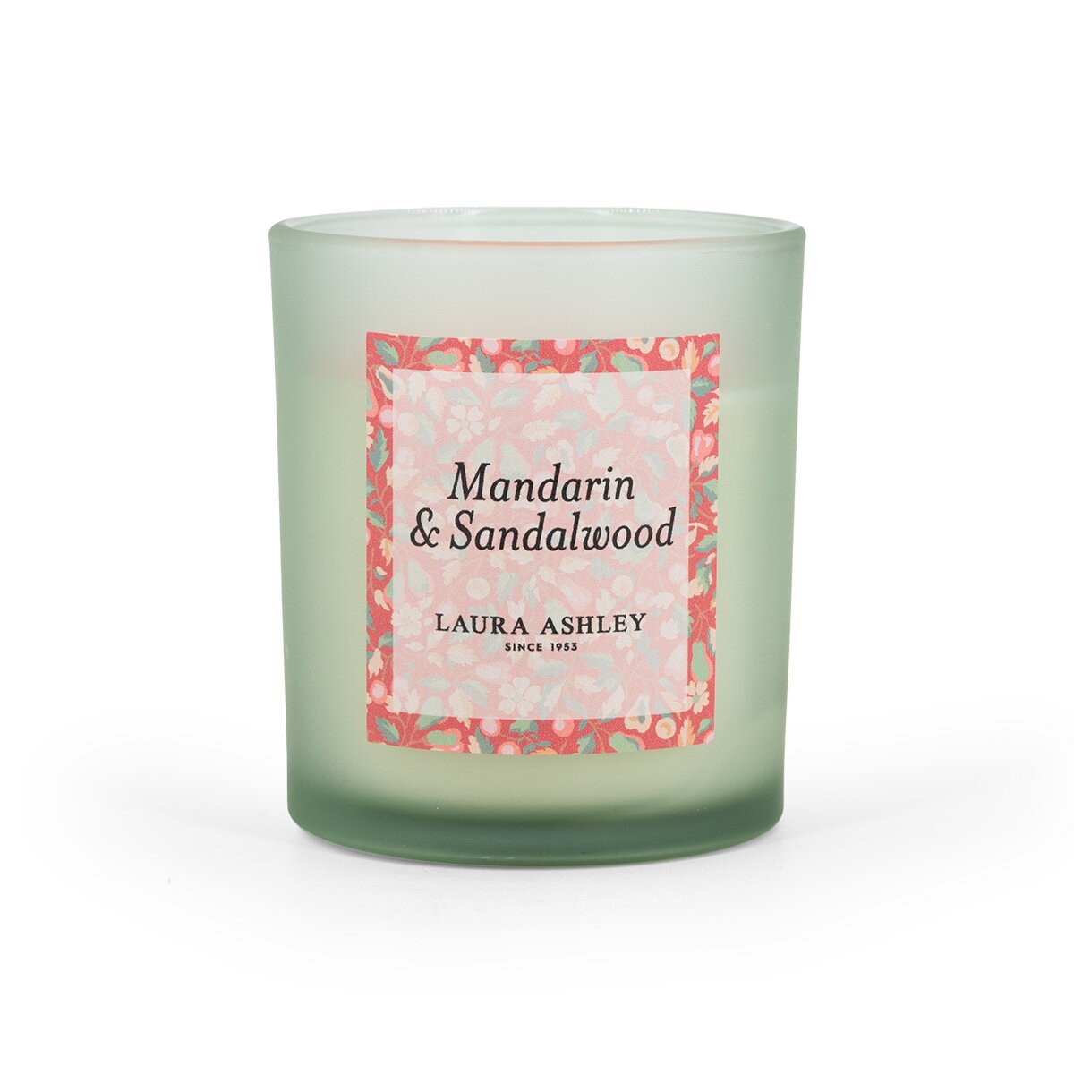 Laura Ashley geurkaars Mandarin & Sandalwood – groene luxe geurkaars met frisse en warme geur.