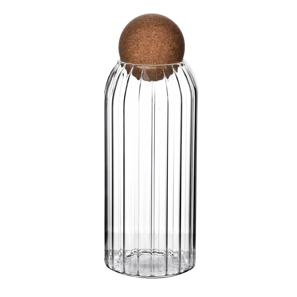 Grote glazen voorraadpot met bolkurk – 1000ml, minimalistisch design.