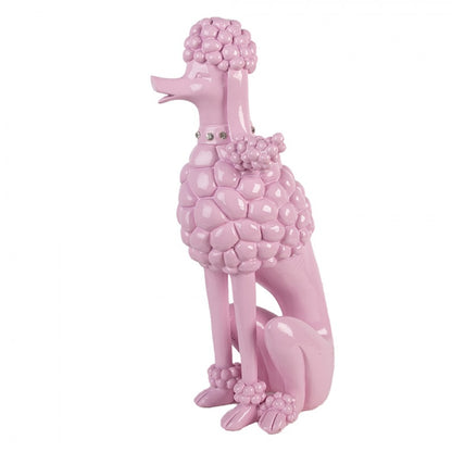 Clayre & Eef roze poedel decoratiebeeldje – chique hondenbeeldje voor vensterbank, kast of tafel