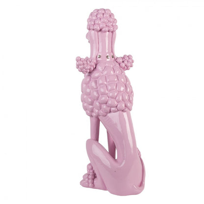 Clayre & Eef roze poedel decoratiebeeldje – chique hondenbeeldje voor vensterbank, kast of tafel