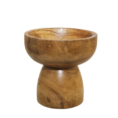 Decoratieve houten schaal op voet van Aulicia – stijlvolle houten schaal voor fruit of interieurdecoratie