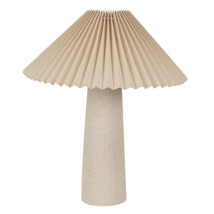 Beige Japandi tafellamp van Clayre & Eef met keramieken voet en papieren lampenkap – Scandinavisch minimalistisch design