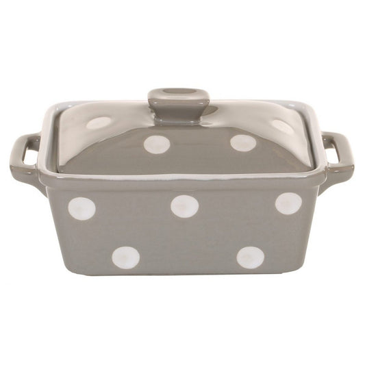 Beige keramische botervloot van 15x11 cm in een modern en rustiek design