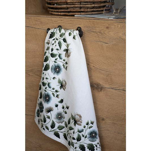 Keukendoek Gently Blooming met witte stof en bloemenprint van Clayre & Eef.