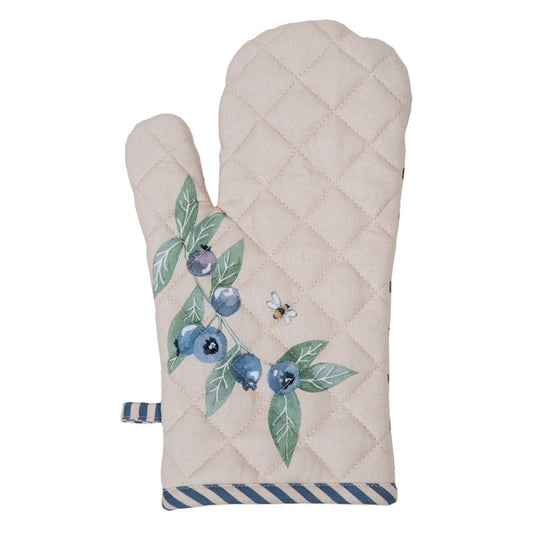 Clayre & Eef ovenwant Blueberry Fields met blauwe bessen en bloemen in landelijke stijl van katoen