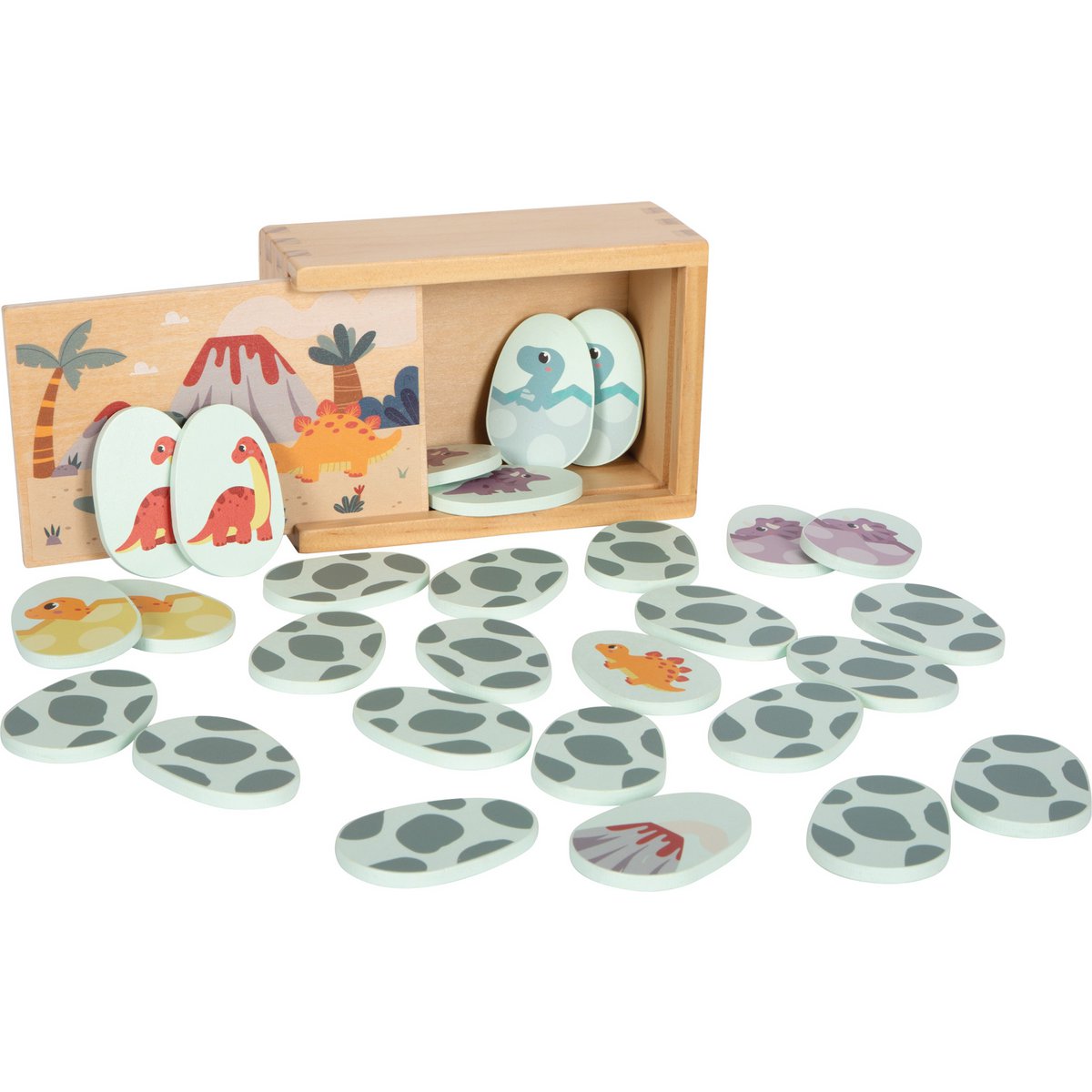 Small Foot Memory Dino kinderspel met houten kaartjes en dinosaurus thema – educatief spel voor peuters en kleuters.