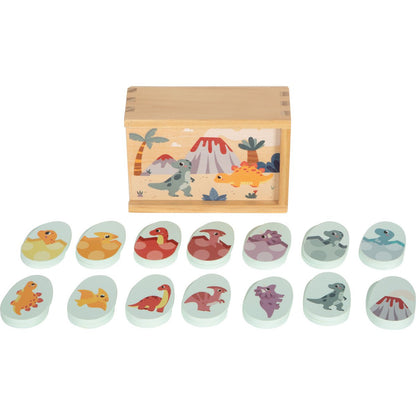 Small Foot Memory Dino kinderspel met houten kaartjes en dinosaurus thema – educatief spel voor peuters en kleuters.