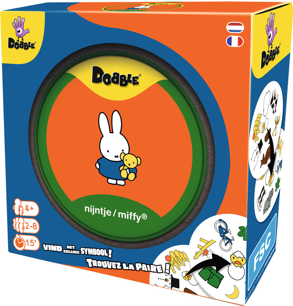Dobble Nijntje kaartspel met Dick Bruna illustraties – leuk en leerzaam spel voor kinderen vanaf 4 jaar.