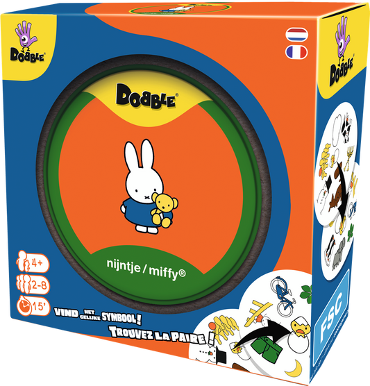 Dobble Nijntje kaartspel met Dick Bruna illustraties – leuk en leerzaam spel voor kinderen vanaf 4 jaar.
