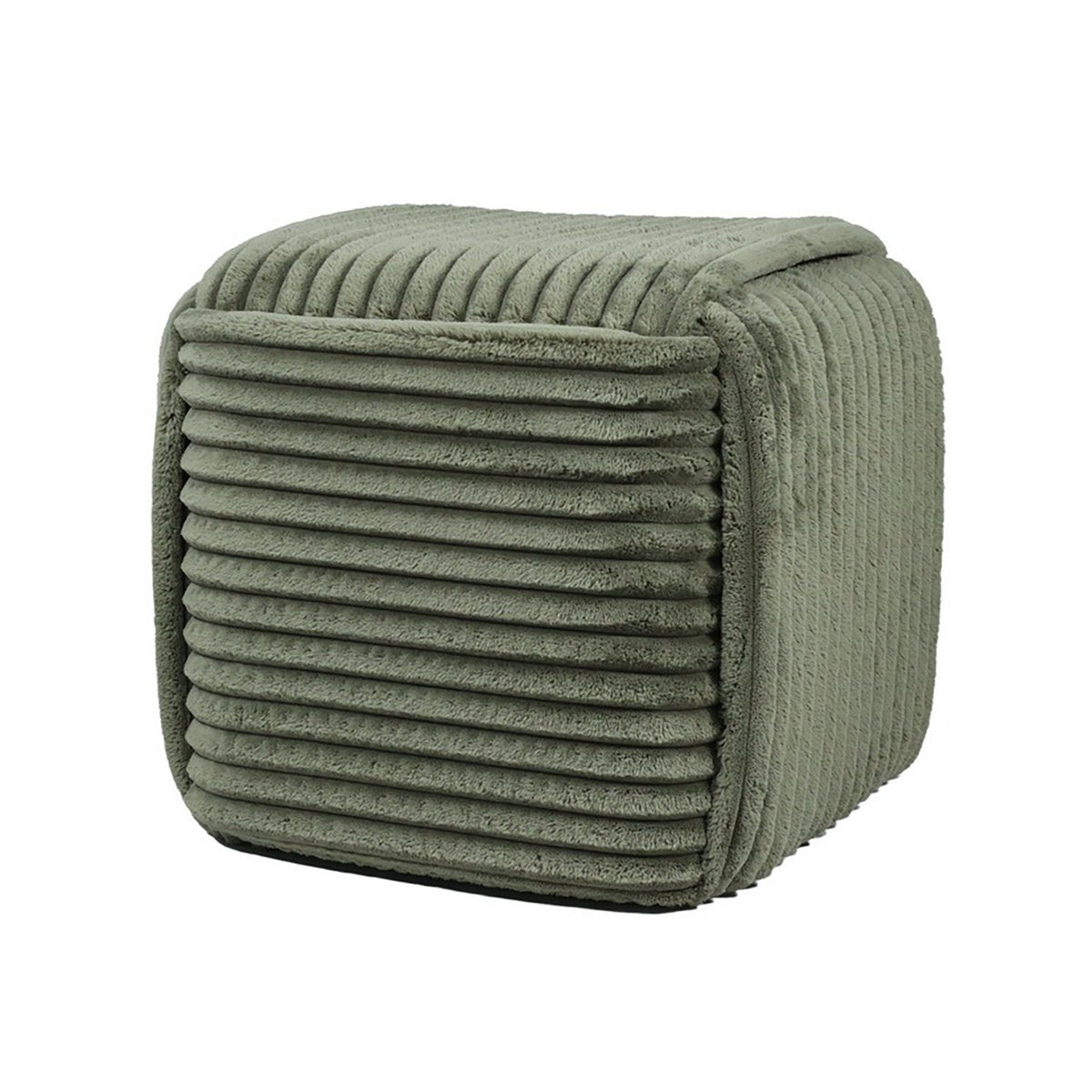 Groene vierkante ribfluwelen poef Wiki van Mondex.