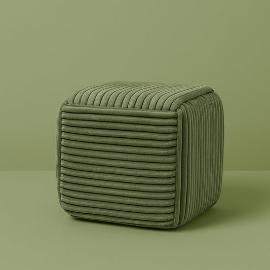 Groene vierkante ribfluwelen poef Wiki van Mondex.