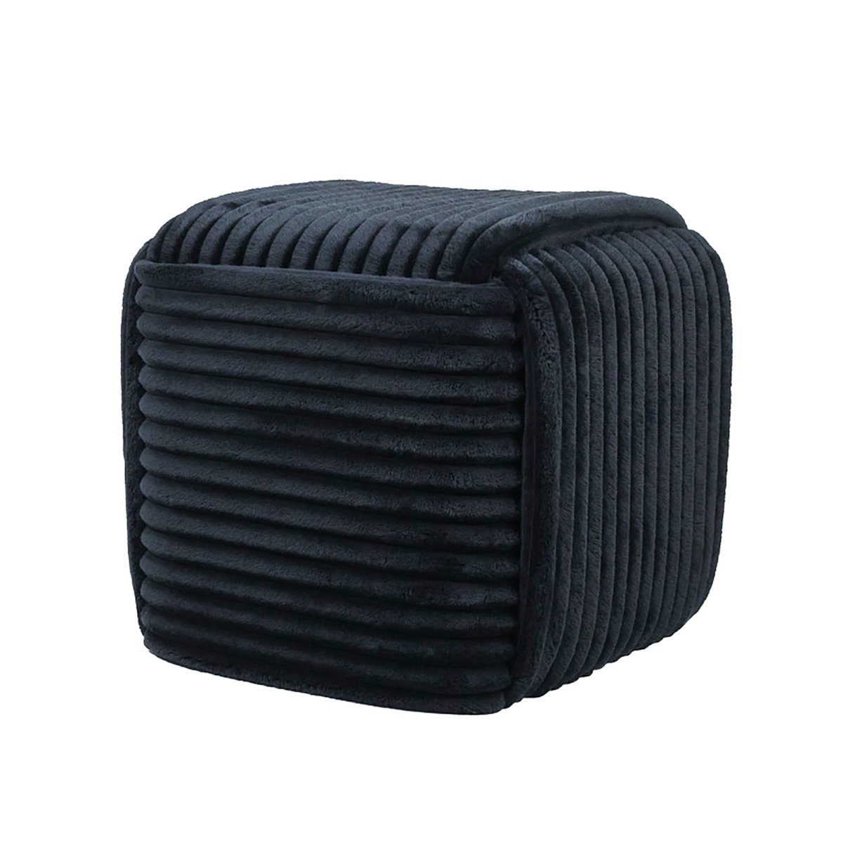 Zwarte vierkante ribfluwelen poef Wiki van Mondex.