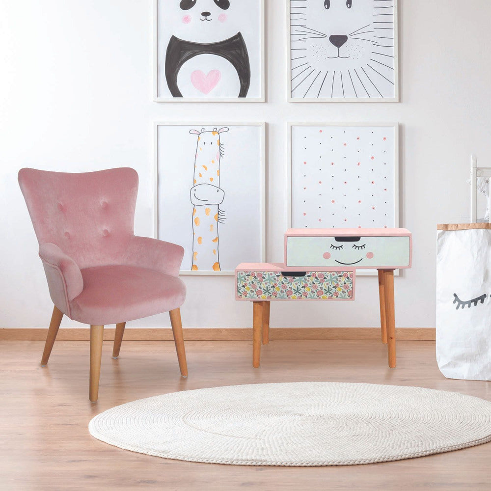 Roze kinderfauteuil Helsinki - schattige kinderstoel voor peuters en dreumesen, comfortabele toevoeging voor de kinderkamer